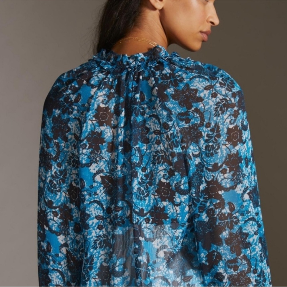 NWT Anthropologie By Anthropologie Sheer Printed Peasant SIZE SMALL - Picture 4 of 10